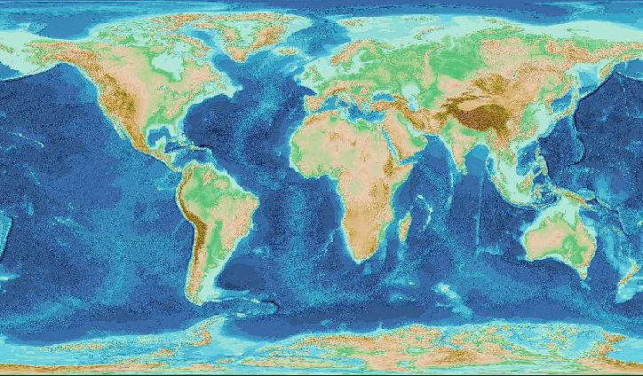 Imagery from the GEBCO_2024 WMS showing shaded relief topography for the sub-ice topography version of the GEBCO_2024 Grid